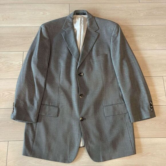 Hugo Boss Mens Suit Blazer 46L Super 140 100% Virgin Wool L34 Preppy Prom - Picture 1 of 11